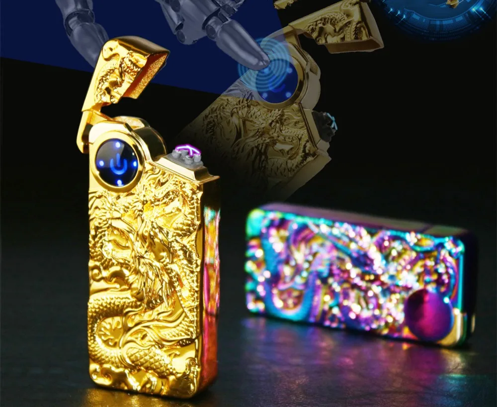 USB-Зажигалка Dragon плазменная с двойной дугой ветрозащитная металлическая