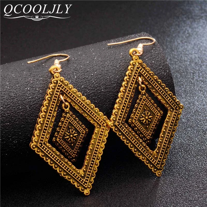 QCOOLJLY новинка Лидер продаж европейские модные Винтажные серьги в старинном стиле