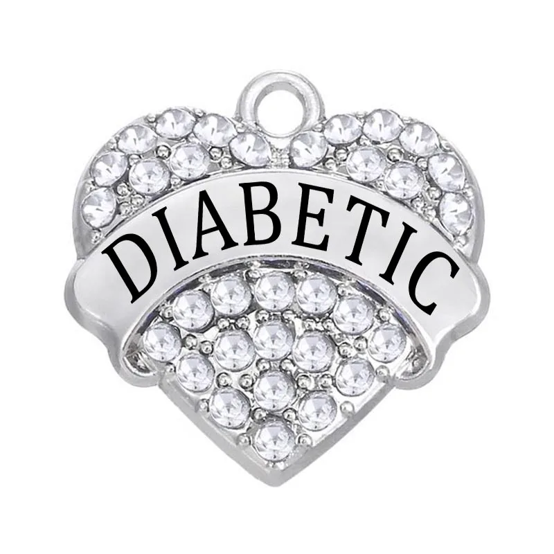 Diy Jewelry Making Medical Awareness Crystal Hearts Diabetic Charm | Украшения и аксессуары