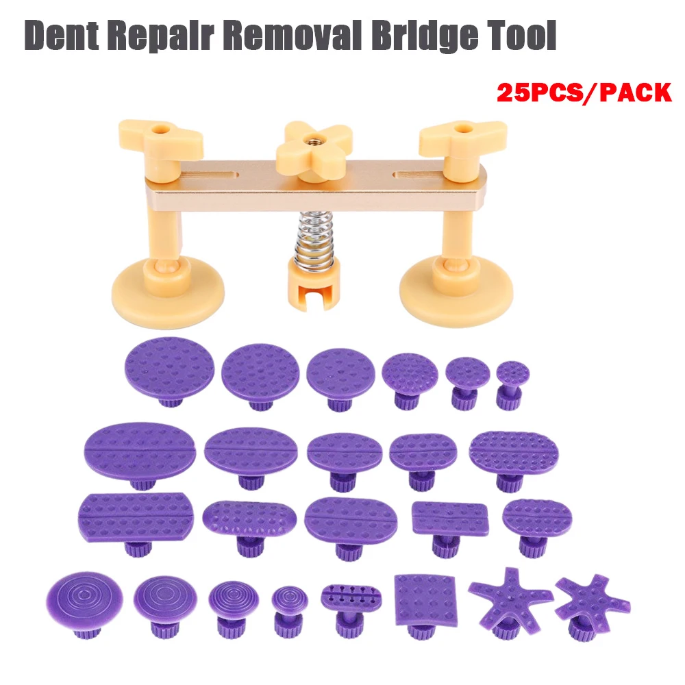 

PDR Paintless Dent Repair Tools Car Body Dent Hail pops dent Repair Removal Bridge & 24 Pcs Glue Tab down Kit Puller Instruments