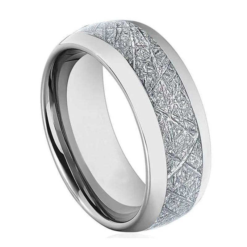 Fashion Jewelry 8mm Mens &amp Womens Tungsten Carbide Ring Meteorite Inlay Wedding Band | Украшения и аксессуары