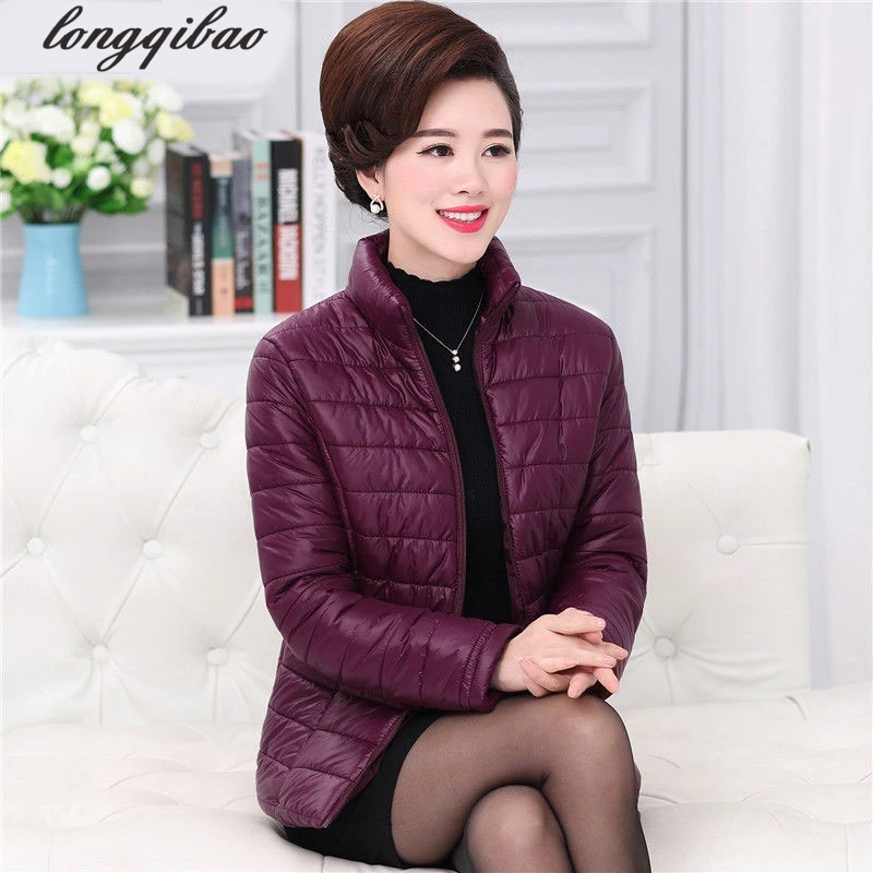 Женская тонкая хлопковая куртка с воротником однотонное пальто для пожилых