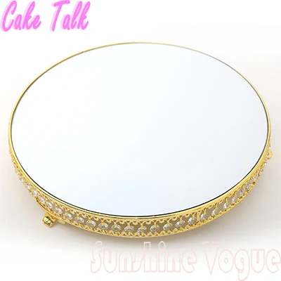 Gold 12inch 18 дюймов хрустальные бусины подставка для торта Серебряная/позолоченная зеркальная поверхность подставка для десерта 1" Свадебная вечеринка украшение стола инструмент для выпечки - Цвет: Gold 12inch