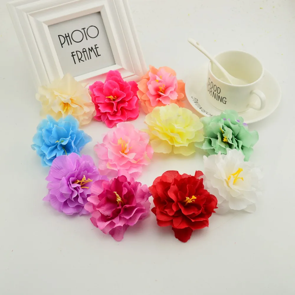 

200pcs 7cm cheap silk peony heads artificial flower wedding & home decoration DIY make door wreath & flower wall hat flowers
