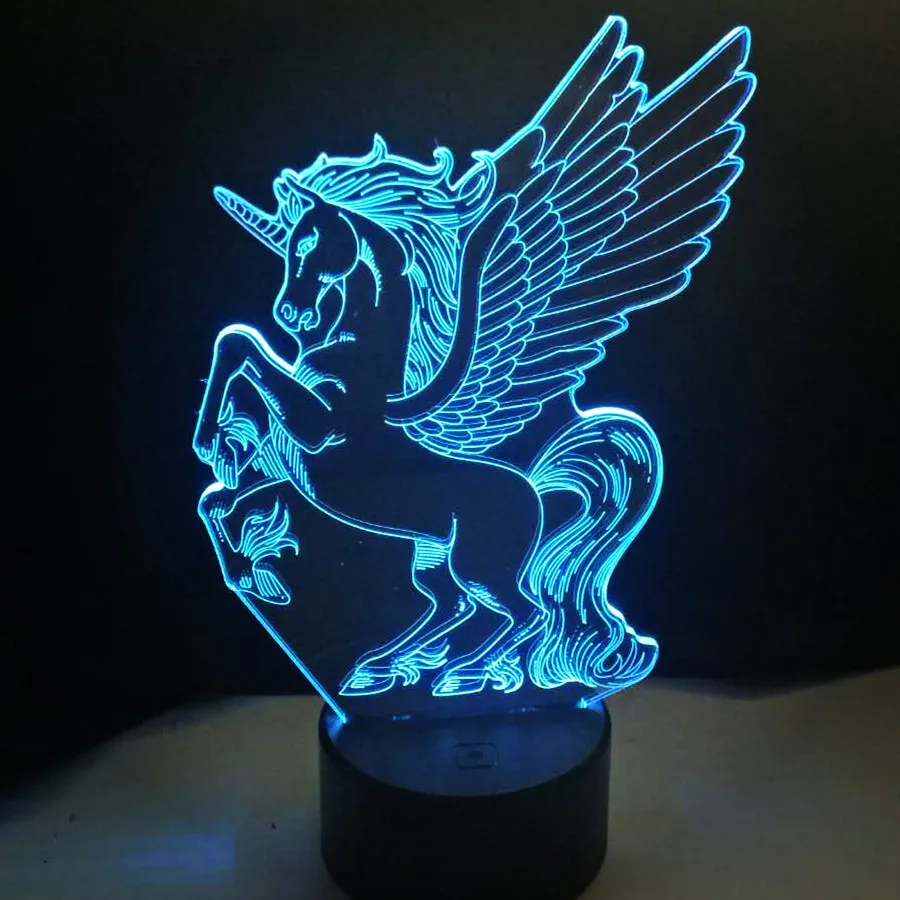 Милый Единорог светодиодный 3D ночник красочная настольная лампа Декор для