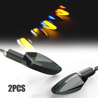 2pcs motorcycle dual colors led turn brake signal indicator lights flasher strobe flowing waterproof yellow and red