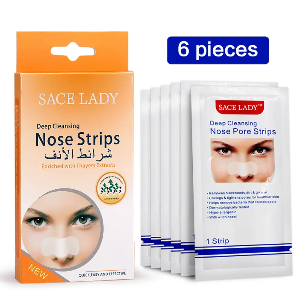 6 шт SACE LADY полоски для носа глубокая очищающая черные точки жидкость снятия пятна