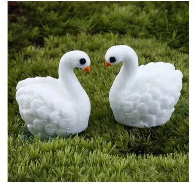 

Микро-ландшафт, Белый лебедь, смола, ручная работа, украшение для сада, домашнее украшение, миниатюрный пейзаж, мини-украшение