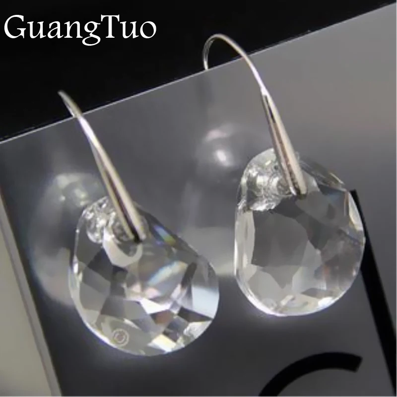 Japanese and Korean Personality Peas Transparent White Crystal Earrings for Women Fashion Jewelry Lover Tears Brincos