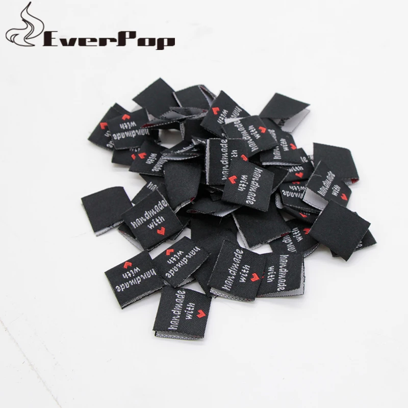 150 шт. в наличии этикетки для одежды черные письма ручной работы с сердечным