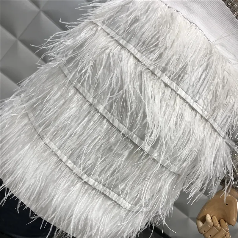 Korobov Femininos Vestido Elegant Feathers Tassel Patchwork Skirts Elastics Waist Cake Skirt 2019 New Arrivel Saia 76834 | Женская
