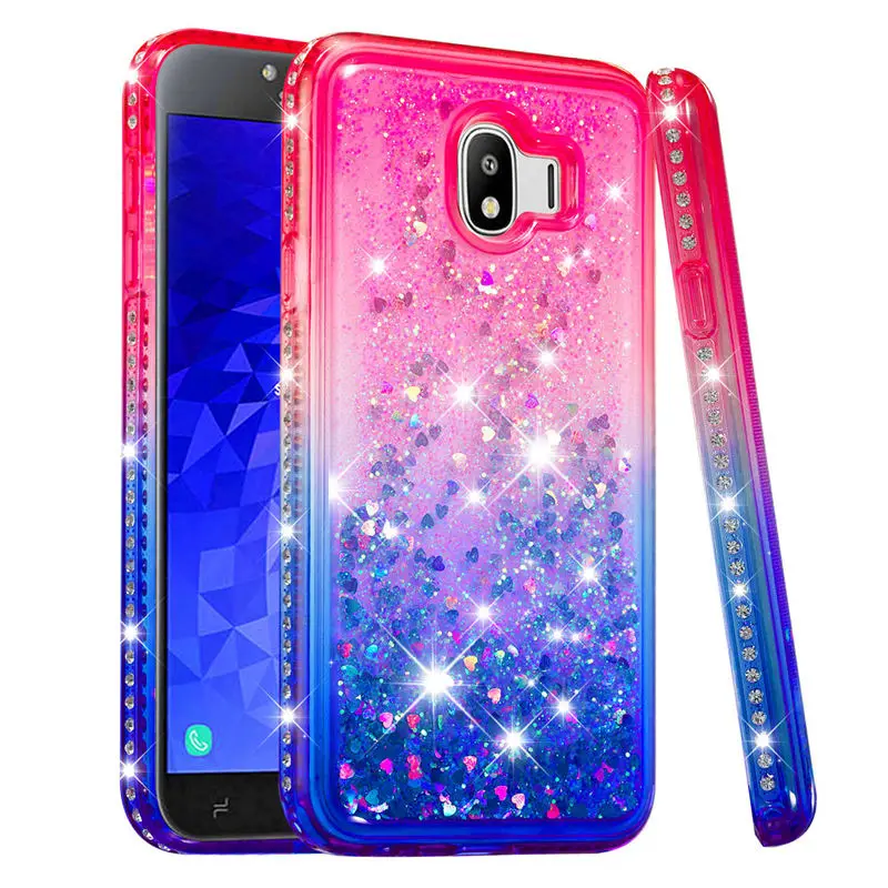 Блестящий чехол со стразами для Samsung Galaxy J4 2018 плавающий с жидким зыбучим песком |