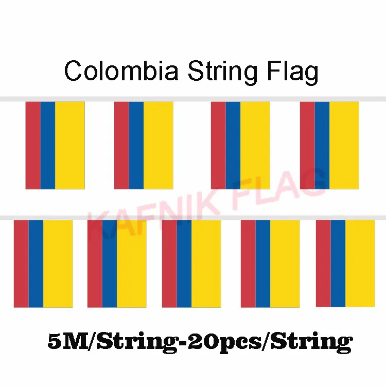 

KAFNIK,5 meters 20 faces 14*21CM Colombia String Flag Banner Bar For Party Decoration/World Event Carnival Decor