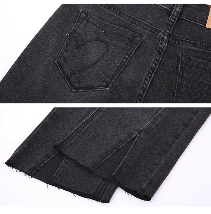 LEIJIJEANS Новое поступление весенние обтягивающие черные расклешенные джинсы со средней талией повседневные джинсы размера плюс женские джинсы 9004