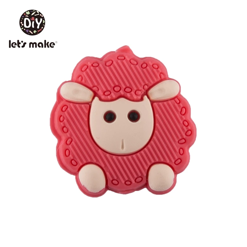 red sheep Силиконовые Бусины, 3 шт, животные, Мультяшные формы, BPA бесплатно, силиконовые бусины для детей, качество еды, Прорезыватель для зубов, крошечные стержни, Детские Прорезыватели - Цвет: red sheep