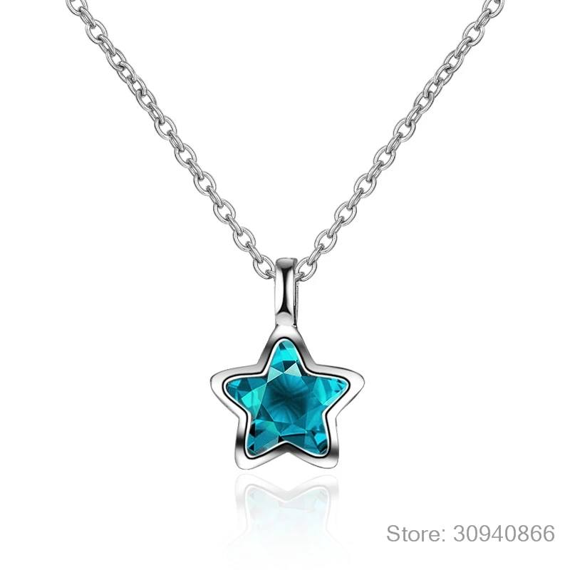 Персонализированные Bijoux 925 пробы Серебряная синяя звезда кристалл колье ожерелья для женщин модные массивные ювелирные изделия колье