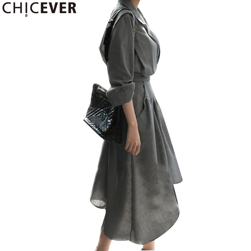 Фото CHICEVER 2019 осеннее платье с завышенной талией и асимметричным подолом женское CHICEVER 2019 осеннее платье с завышенной талией и асимметричным подолом женское