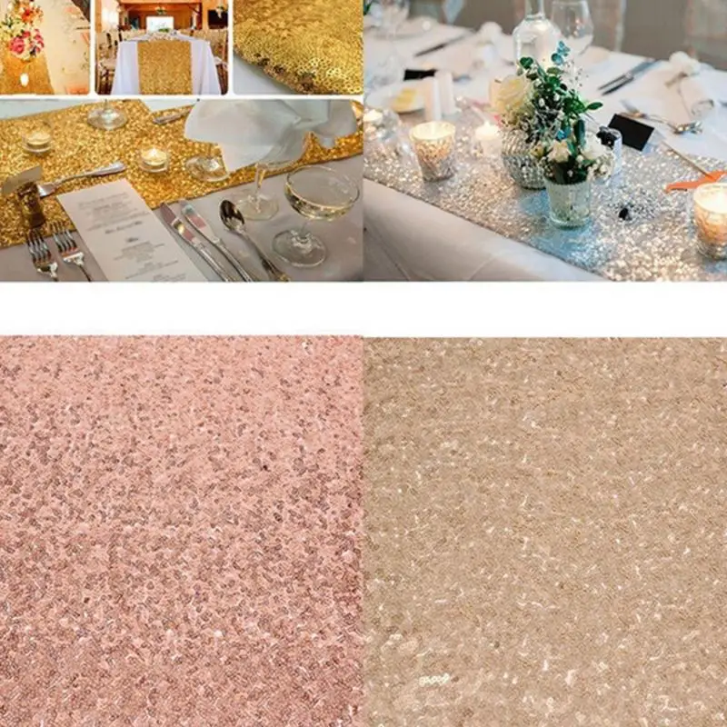 Luxury Gold Sequin Table Runner Wedding Party Decoration Solid Color Runners 30 x 180cm/30 * 275cm | Дом и сад