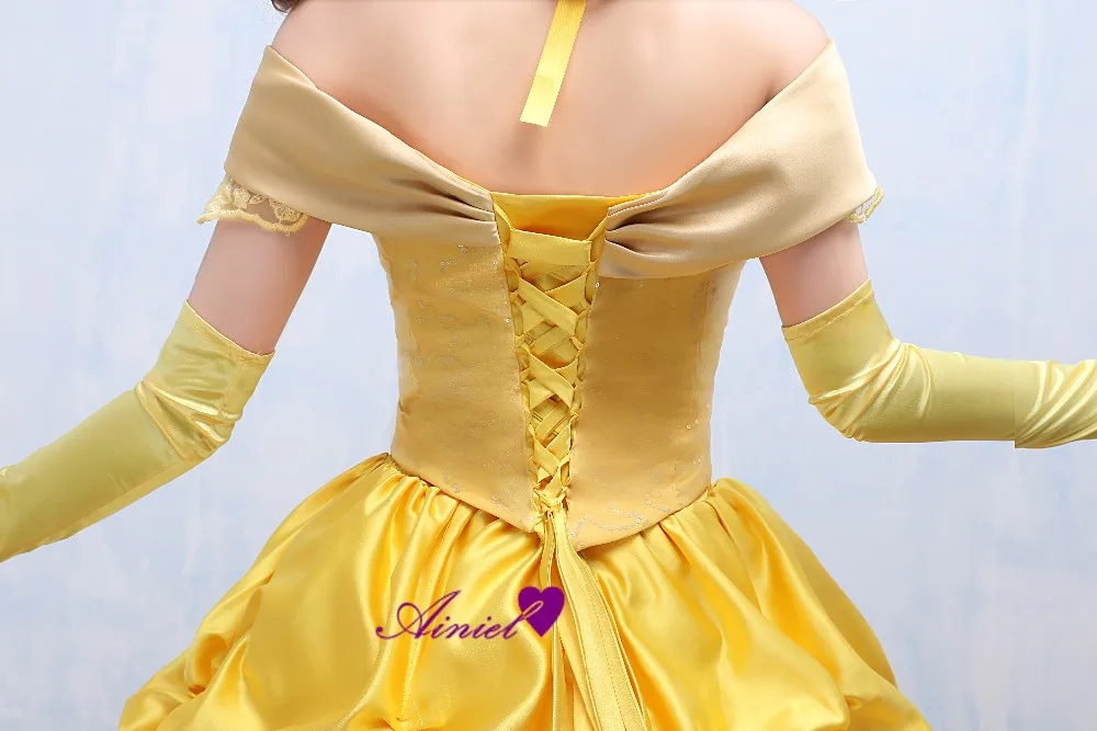 

Custom Beauty and the Beast Princess Belle Cosplay Costume Dress Long Yellow Dress for Women