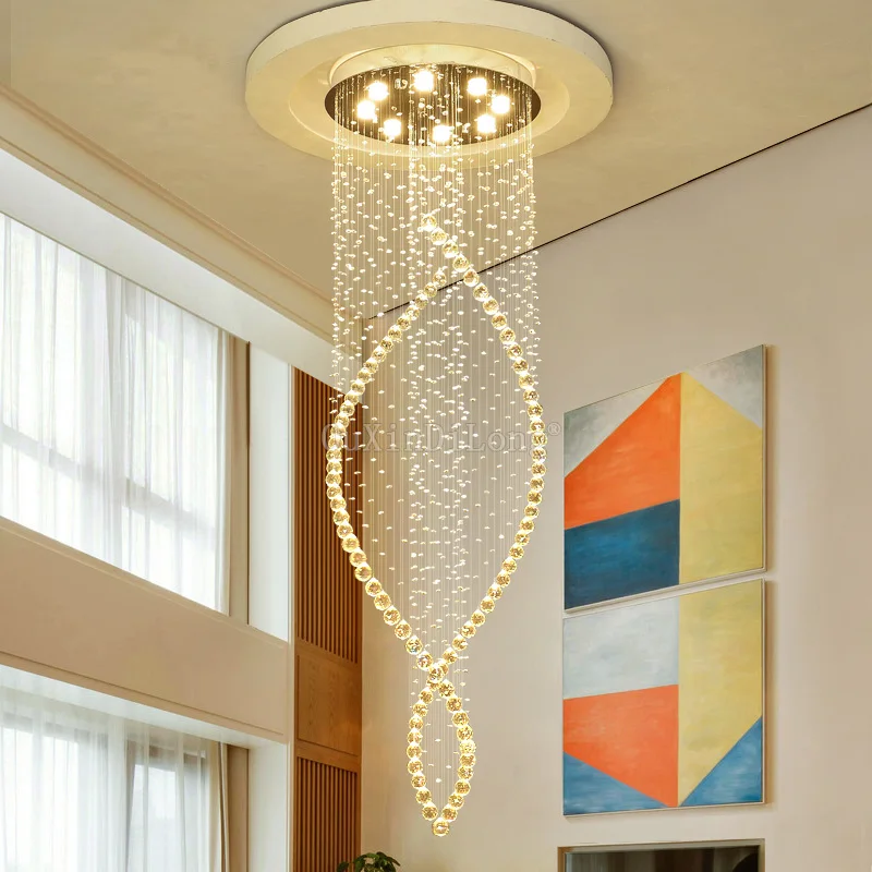 売却 1個Dia600 * H2000mmロングledスパイラルリビングK9クリスタルシャンデリア照明屋内器具階段階段ランプJF1777