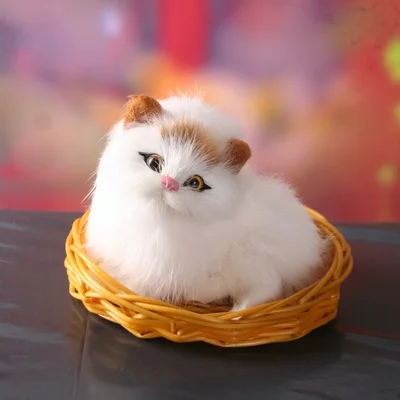 Белая кошка с желтой головой 11x9 см корзиной жесткая модель украшение для дома