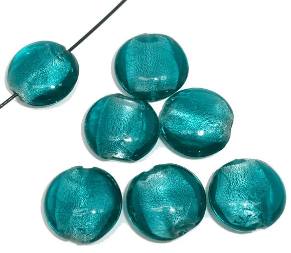 Стеклянные бусины DoreenBeads круглые голубые фольги диаметром около 20 мм (6/8 дюйма)