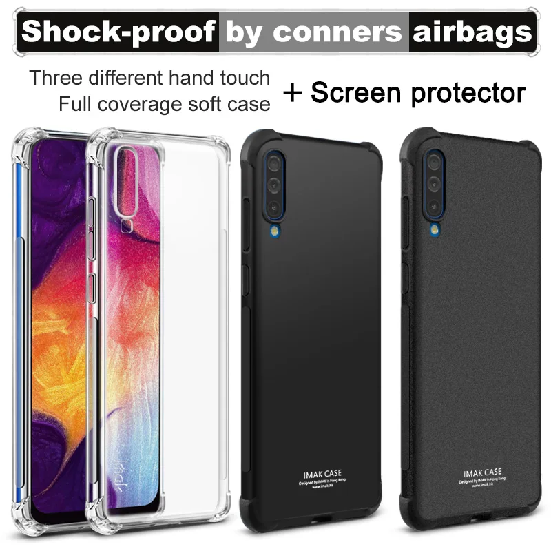 Мягкий силиконовый чехол Imak Для Samsung Galaxy A70 A50 противоударный с подушками