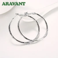 silver color round creole hoop earrings for women minimalism ear ring