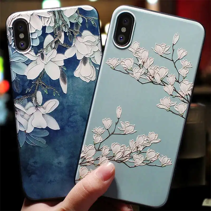 Iboily для iphone 6 7 8 6s чехол X XS XR Plus s max розовые цветы черный телефона|Чехлы-накладки| |