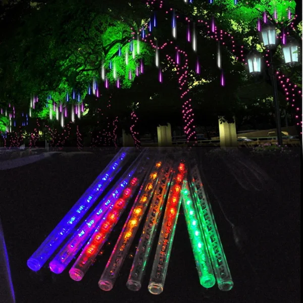 Multicolor Европейский штекер 20 см метеоритный дождь трубы светодиодные ленты светильник Рождество Свадебные украшения сада - Испускаемый цвет: Multicolor