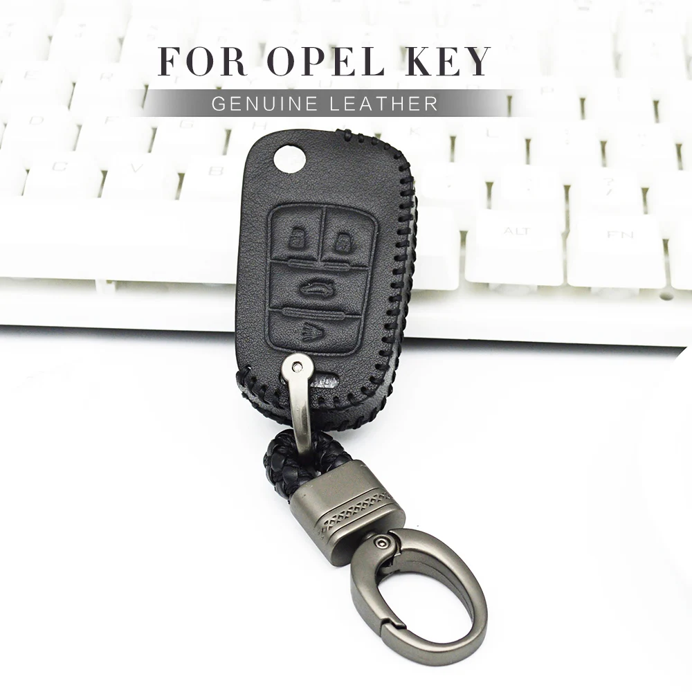 Genuine Leather Car Key Case Cover For Opel Corsa D C Vectra B Mokka Meriva Vivaro Zafira Astra J Ring Accessories | Автомобили и