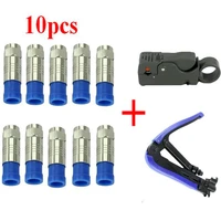 jx connector 10pcs f male connector for rg6 75 5 coaxial compression fitting compression coax o ring connector 2 tool