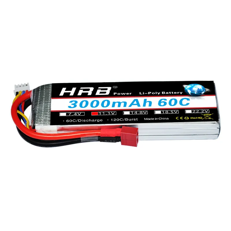 Литий полимерный аккумулятор HRB 3s 11 1 В 3000 мАч 60C Max 120C со штекером XT60 T Deans для Traxxas 1/8