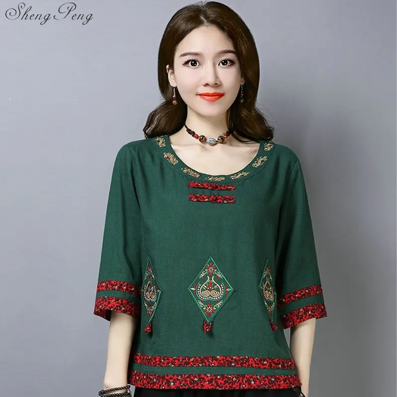 Женские топы и блузки в традиционном китайском стиле одежда восточном Китае G148