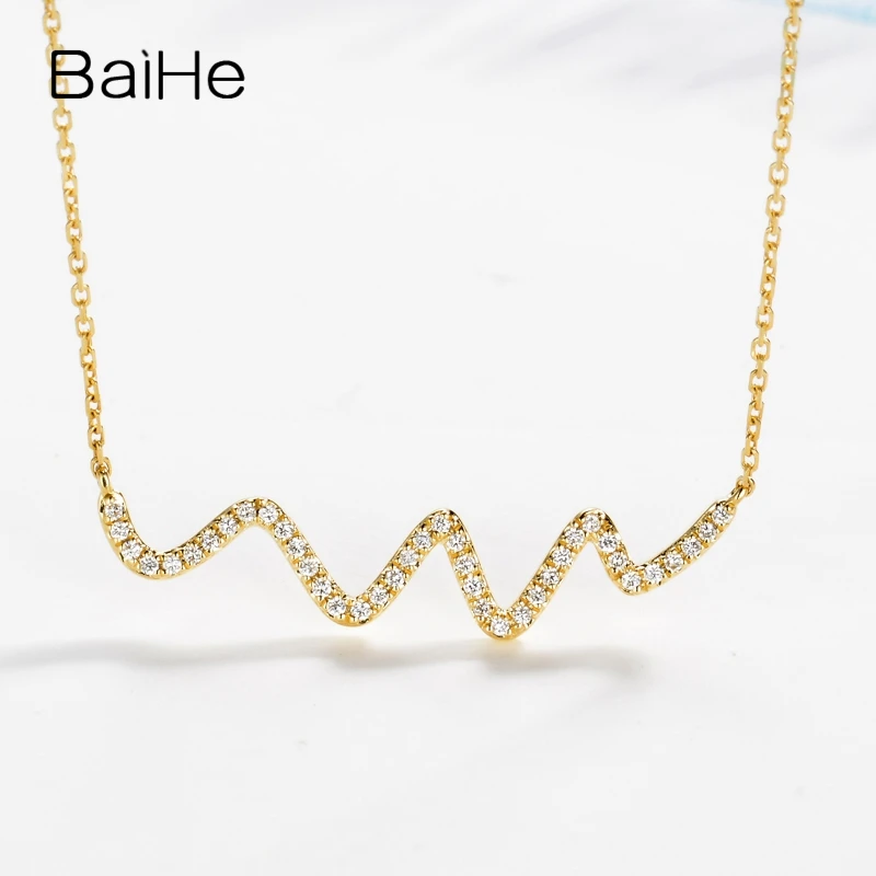 BAIHE однотонные 18K желтое золото 0.18CT H/SI натуральные бриллианты свадебные женские