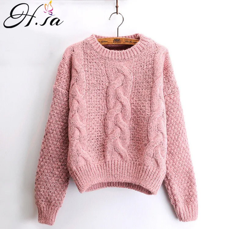 H.SA Winter Warm Sweaters and Twisted Pullovers Women Casual Short Feminino Knitted Sweater Jumpers Cheap China sueter | Женская одежда