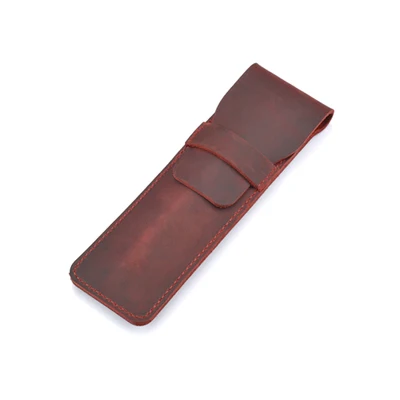 Wine red small Чехол-карандаш ручной работы из натуральной кожи, сумка-карандаш из воловьей кожи, винтажный Ретро стиль, аксессуары для путешествий - Цвет: Wine red small
