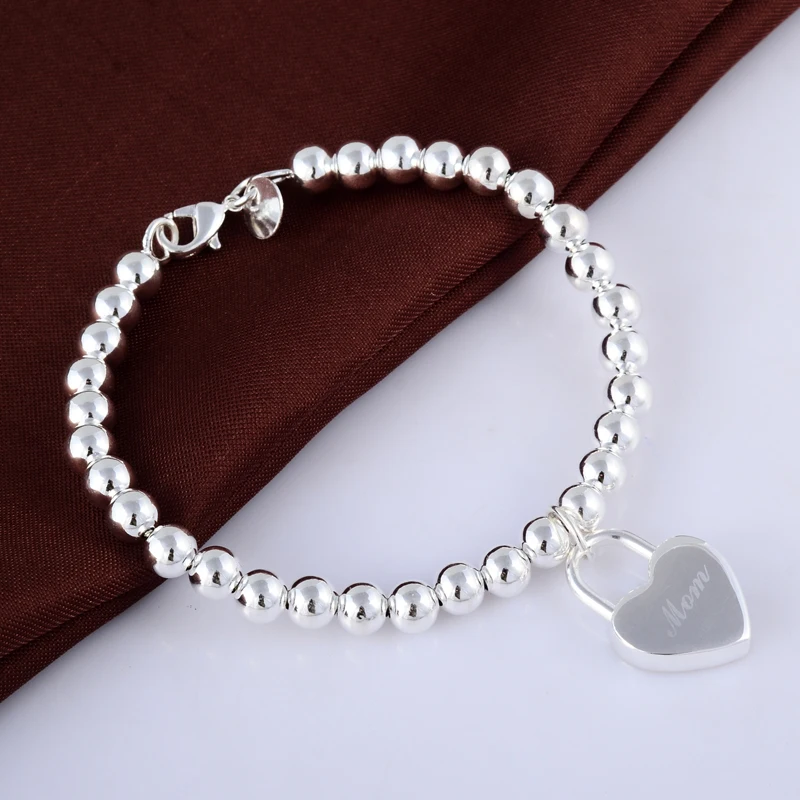 Женский браслет из серебра 925 пробы с замком в виде сердца|925 bracelet|silver braceletbracelet high