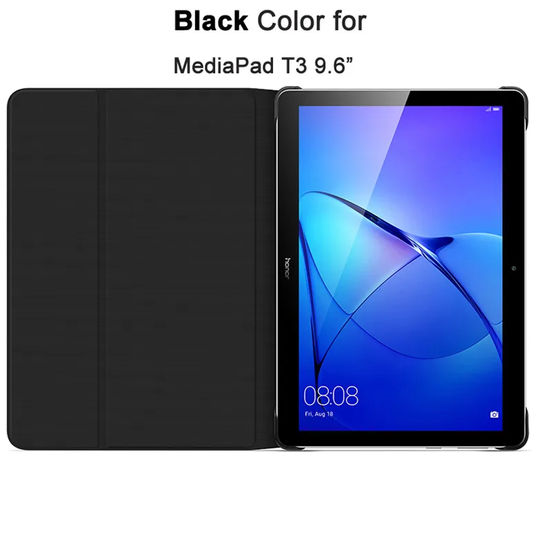 Black for T3 9.6 HUAWEI Mediapad T3 10/T3 " чехол для планшета PU Стенд защитный складной кожаный чехол оболочка для AGS L09 W09/KOB-L09 W09 - Цвет: Black for T3 9.6