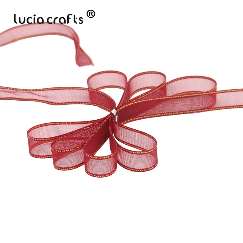Lucia crafts 5 ярдов/10 ярдов 15 мм ленты из органзы для свадебного домашнего декора DIY Швейные упаковочные материалы аксессуары P0101