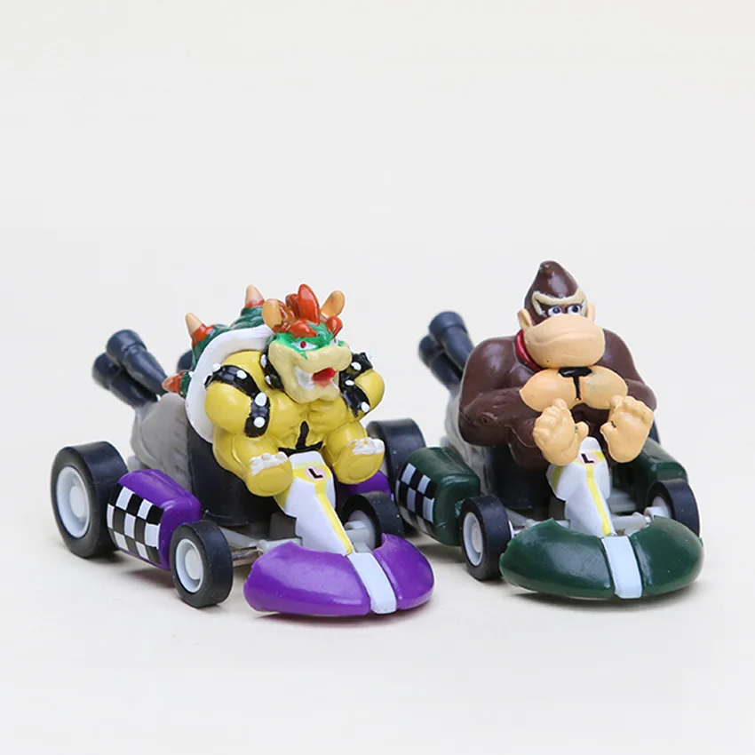6 шт./компл. Super Mario Bros Kart Pull Back ПВХ Фигурки игрушки куклы, Классические игрушки
