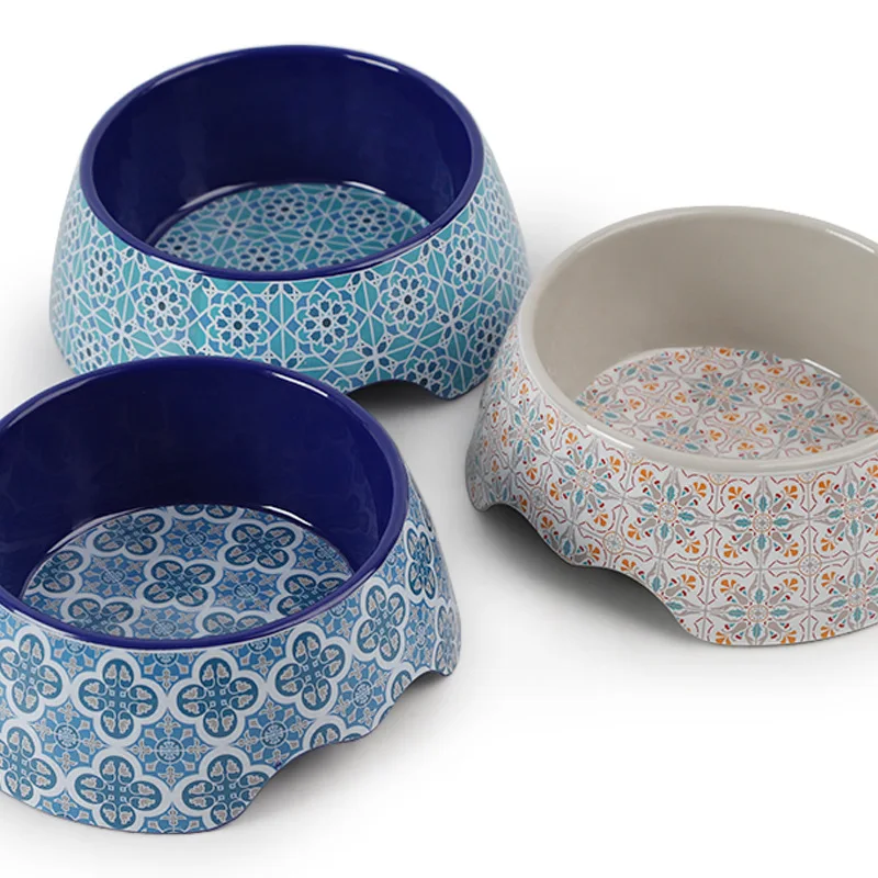 Новый ПЭТ чаша сковорода сине белая фарфоровая миска для собаки|Кормление