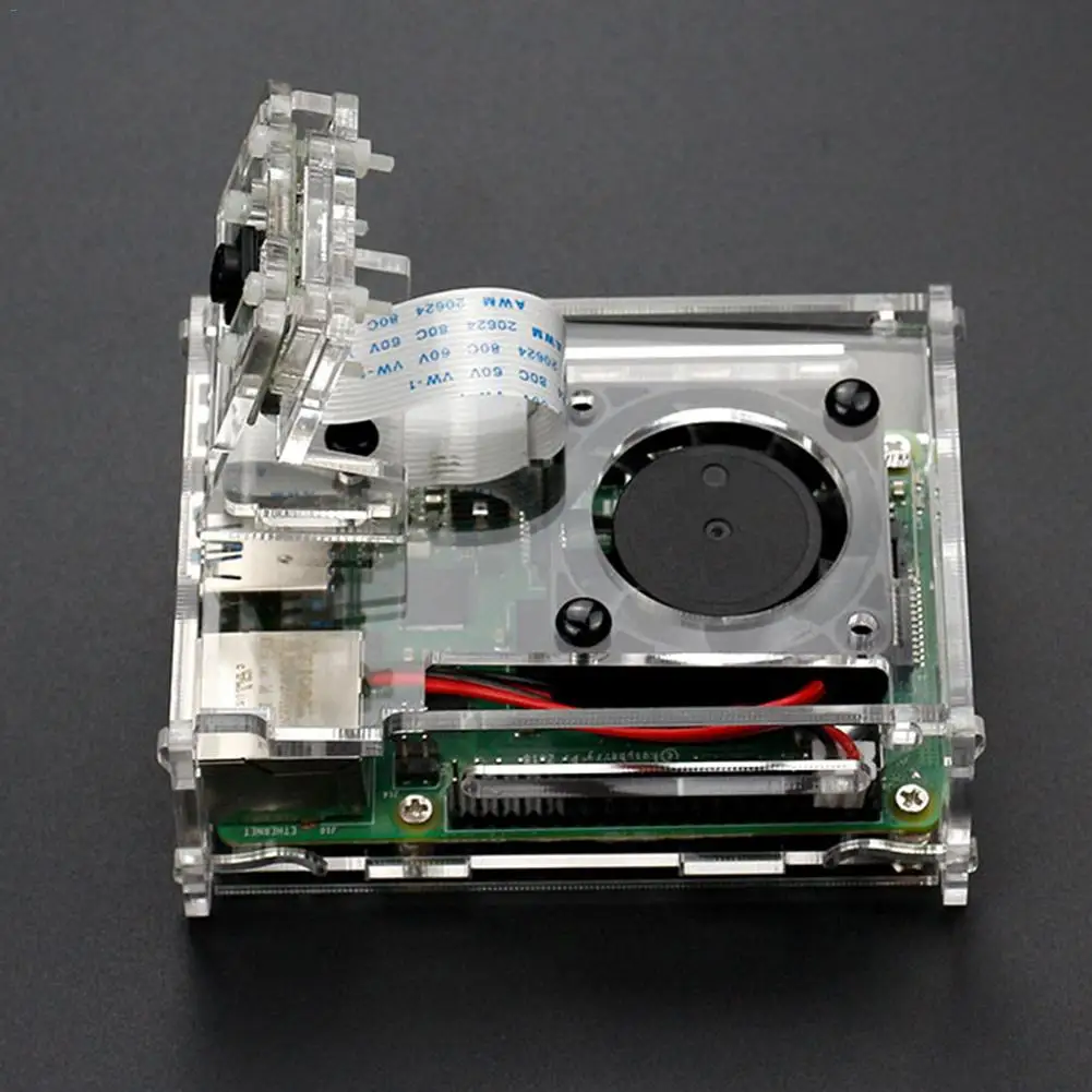 Прозрачный акриловый чехол 3 5 дюйма для Raspberry Pi 4 Модель B корпус с охлаждающим