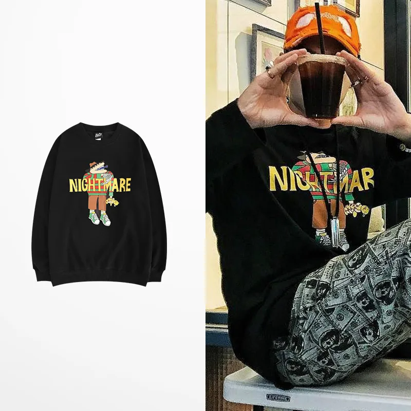 Уличная одежда осенние модные пуловеры для мужчин кошмарный рисунок толстовка с