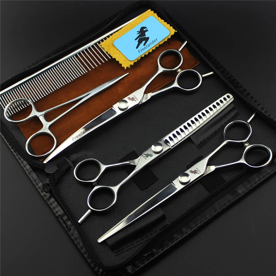 Высокое качество 7 &quotProfessional Pet Ножницы Уход за собакой ножницы набор резка и