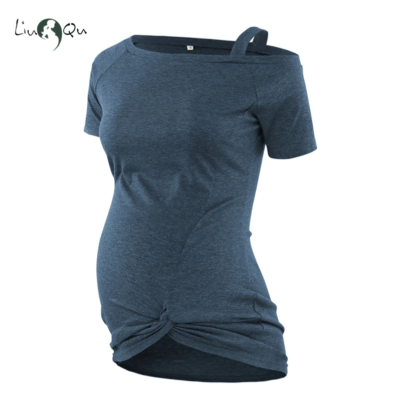 Off Shoulder Women's Blouse Maternity Clothes Side Ruched Pregnancy Top Women Shirt for Tops Short Sleeve Blusa | Мать и ребенок