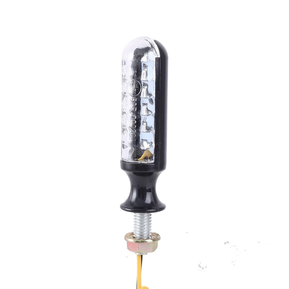 2 шт. 12V поворота для мотоцикла сигнальный светодиод желтый свет лошадь "бегущая вода" мигать цилиндрический Универсальный Аксессуары для мотоциклов