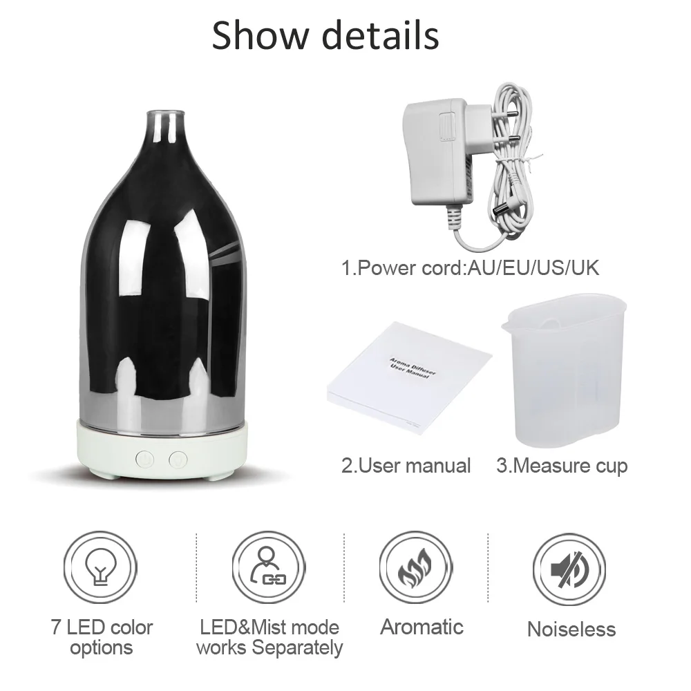 

100ml Creative 3D Ultrasonic Aroma Essential Oil Diffuser With LED Changing Light Air humidifier Essential Oil Cool Mist