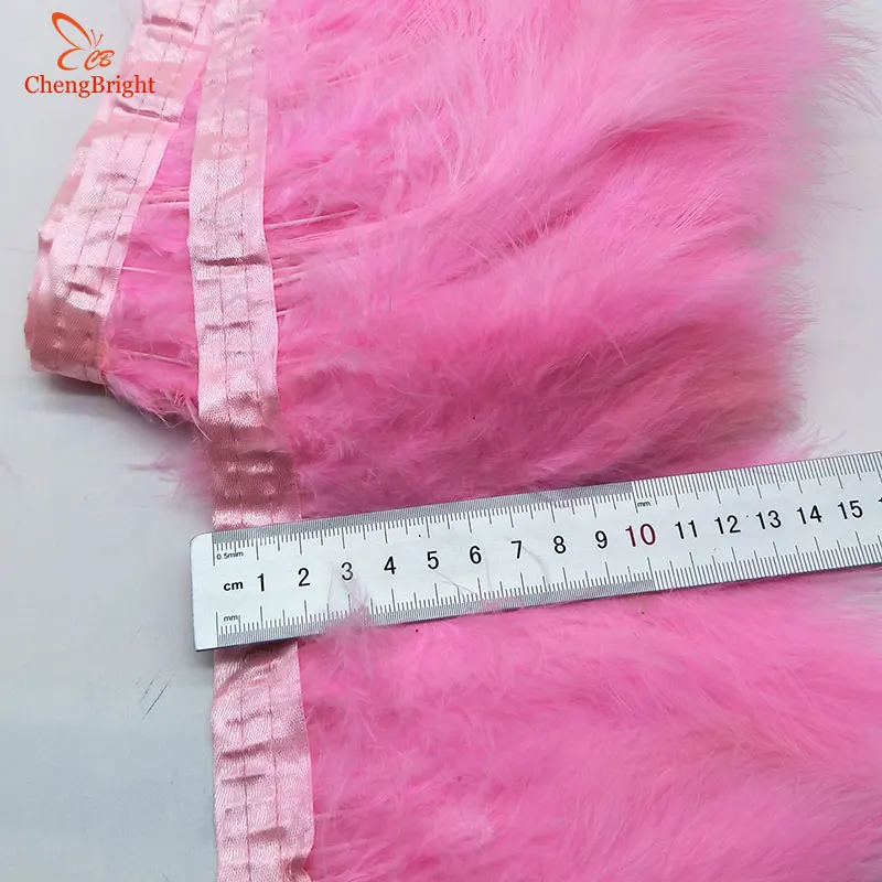 

ChengBright Hot 10Yards Turkey Feathers Trim Cloth Sideband Chicken Pheasant Feather Trims Clothing Wedding Feather Ribbon