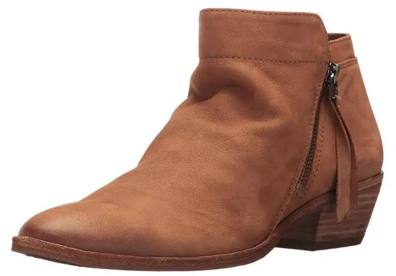 Autumn winter faux leather woman shoes vintage ankle boots for women mid heels zipper platform chelsea botines mujer | Обувь